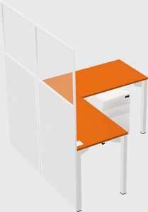 Shared l-shaped cubicle