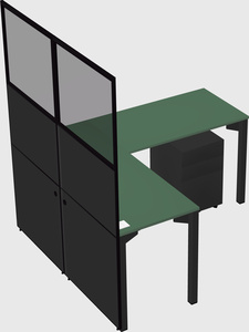 Shared l-shaped cubicle