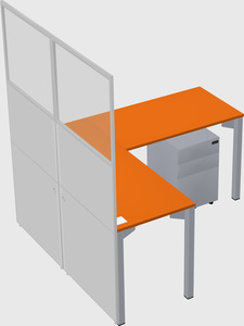 Shared l-shaped cubicle