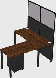 Shared l-shaped cubicle