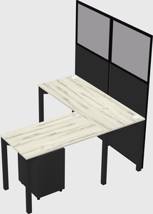 Shared l-shaped cubicle