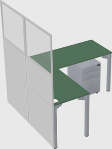 Shared l-shaped cubicle