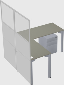 Shared l-shaped cubicle