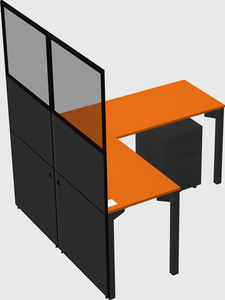 Shared l-shaped cubicle