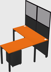 Shared l-shaped cubicle