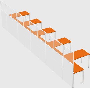 Shared l-shaped cubicle