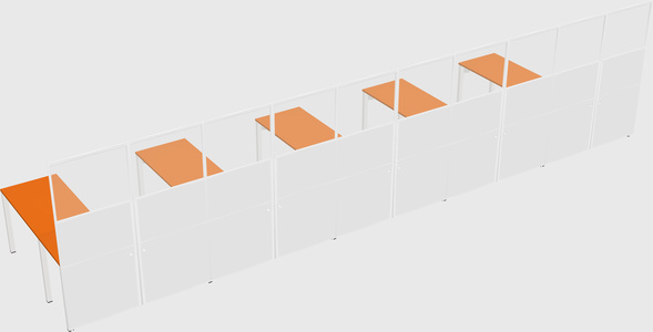 Shared l-shaped cubicle
