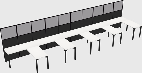 Shared l-shaped cubicle