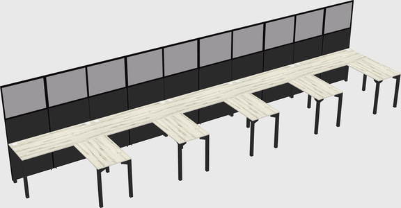 Shared l-shaped cubicle
