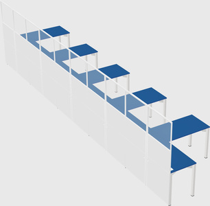 Shared l-shaped cubicle