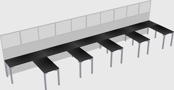 Shared l-shaped cubicle