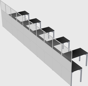 Shared l-shaped cubicle