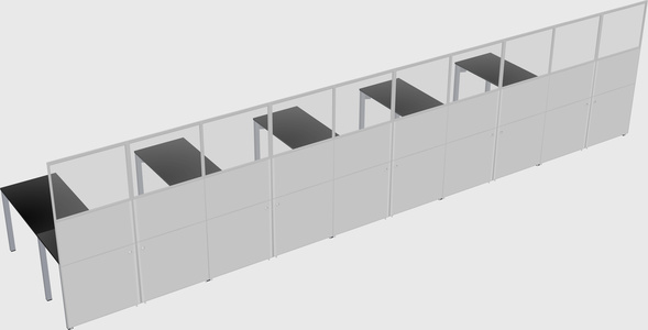 Shared l-shaped cubicle