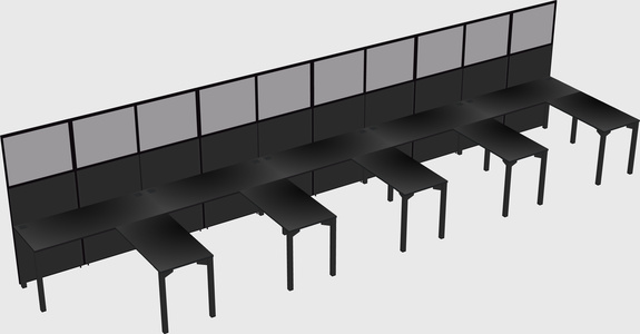 Shared l-shaped cubicle