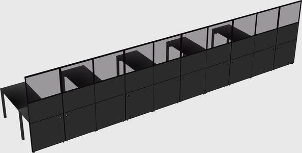 Shared l-shaped cubicle