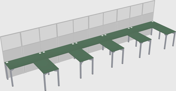 Shared l-shaped cubicle