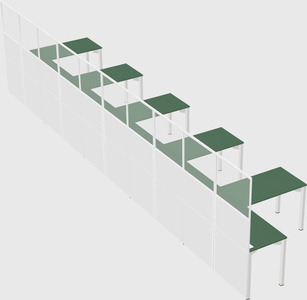 Shared l-shaped cubicle