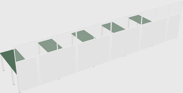 Shared l-shaped cubicle