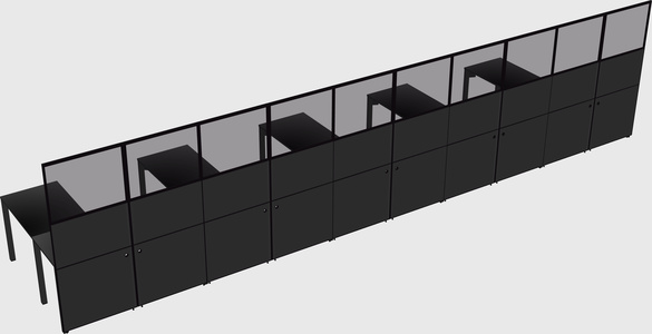 Shared l-shaped cubicle