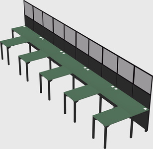 Shared l-shaped cubicle