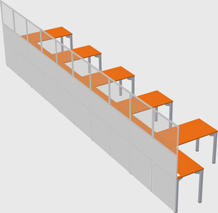 Shared l-shaped cubicle
