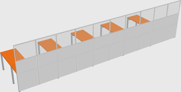 Shared l-shaped cubicle