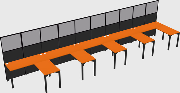 Shared l-shaped cubicle