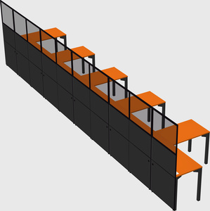 Shared l-shaped cubicle