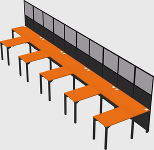 Shared l-shaped cubicle