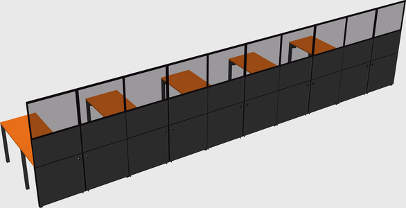 Shared l-shaped cubicle