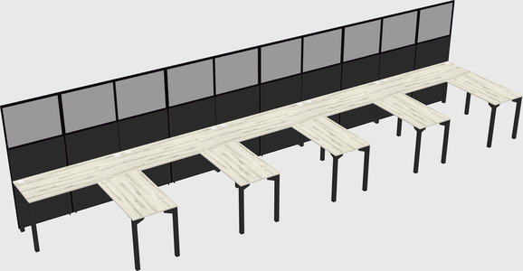 Shared l-shaped cubicle