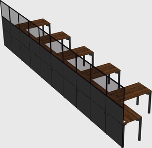 Shared l-shaped cubicle