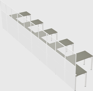 Shared l-shaped cubicle