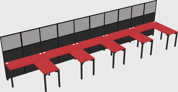Shared l-shaped cubicle