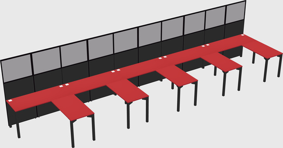 Shared l-shaped cubicle