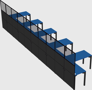 Shared l-shaped cubicle
