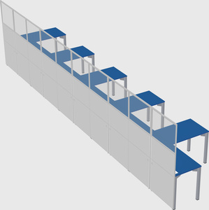 Shared l-shaped cubicle