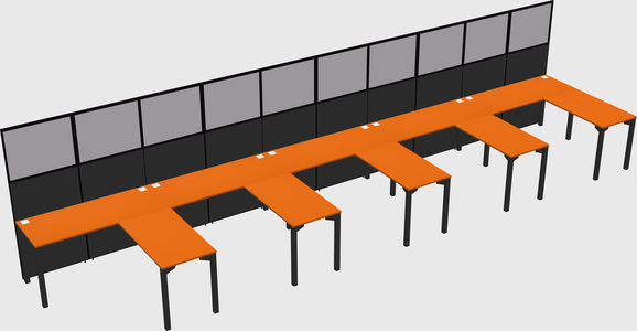 Shared l-shaped cubicle