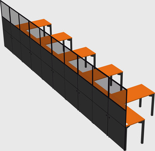 Shared l-shaped cubicle