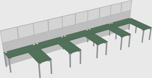Shared l-shaped cubicle