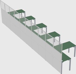 Shared l-shaped cubicle