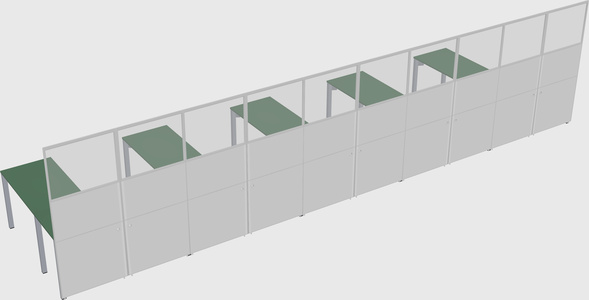 Shared l-shaped cubicle