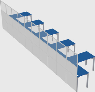 Shared l-shaped cubicle