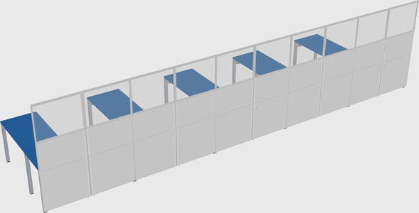 Shared l-shaped cubicle