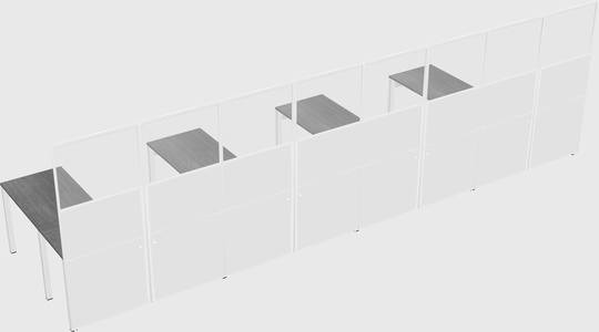 Shared l-shaped cubicle