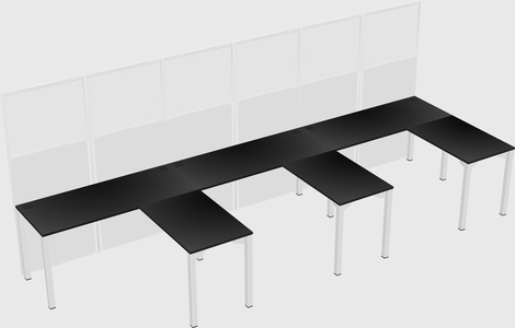 Shared l-shaped cubicle