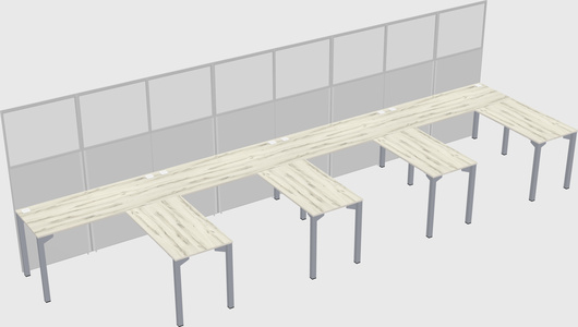 Shared l-shaped cubicle
