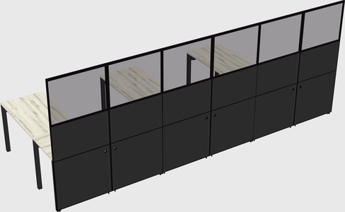 Shared l-shaped cubicle