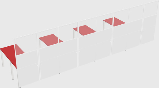 Shared l-shaped cubicle