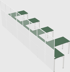 Shared l-shaped cubicle